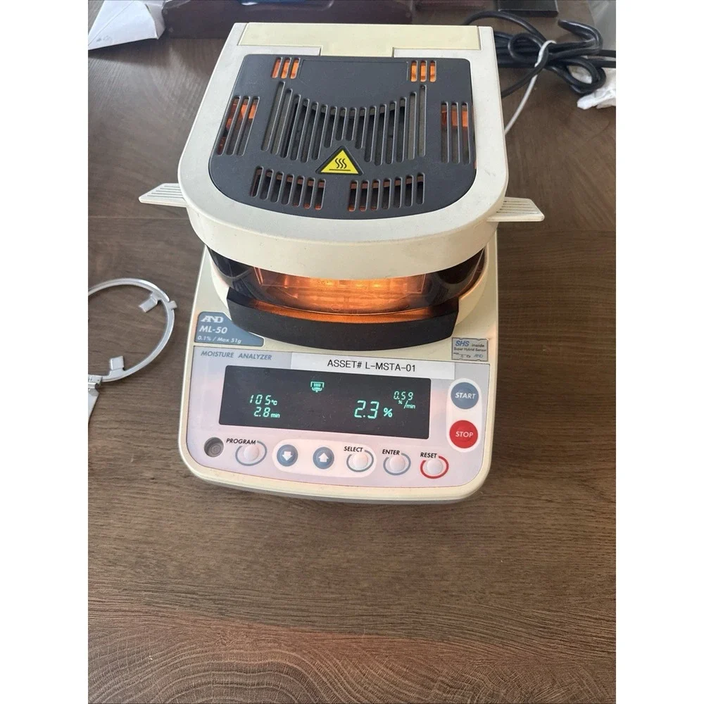 A&D, ML-50 Moisture Analyzer, 51 g x 0.005 g (0.1% moisture content)
